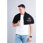 Denizli Cotton Nakışlı Sporcu Havlusu Pamuklu, Anti Bakteriyel, Ter Emici Fitness Plates Boks Tenis Spor Havlusu - Siyah - 30 x 90 cm