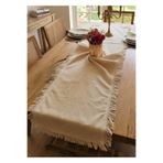 denizli hatırası Cendere Saçaklı %100 Pamuklu Doğal Keten Kumaş Vintage Jüt Aksesuarlı Runner 50x110 cm