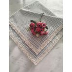 Denizli Hatırası Organik Yumuşak Keten %100 Pamuk Nostalji Güpür Kolay Ütüleme Masa Örtüsü - Gri - 80 x 80 cm