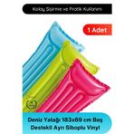 #DenizYatağı Renkli Deniz Yatağı 183x69 cm Şişme Havuz Yatağı Baş Destekli Ayrı Siboplu Vinyl Plaj Y