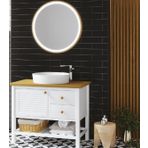 Denko 95 cm Smarto MDF Beyaz-Meşe Aynalı Üst Modülü Banyo Dolabı