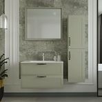 Denko Banyo Denko Beyoğlu 85 Cm Mdf Gri Banyo Dolabı Takımı Ve Boy Dolabı Beyaz