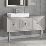 Denko Banyo Denko Burcu 120 Cm Mdf Bej Banyo Dolabı Alt Modül Ve Lavabo
