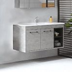 Denko Banyo Denko Latte 100 Cm Mdf Retro Gümüş Banyo Dolabı Alt Modül, Lavabo Beyaz