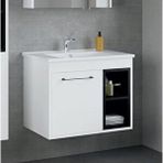 Denko Banyo Denko Latte 65 Cm Mdf Beyaz Banyo Dolabı Alt Modül Ve Lavabo