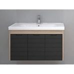 Denko Banyo Turkuaz Frame Etajerli Lavabo 90*45cm-mostar 90 Alt Modül -siyah Beyaz