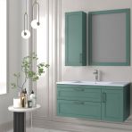 Denko Beyoğlu 100 cm Mdf Mat Yeşil Banyo Dolabı Takımı