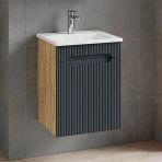 Denko Demood 45 Cm Mdf Antrasit Gri Banyo Dolabı Alt Modül Ve Seramik Lavabo