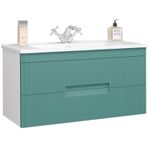 Denko Galata 85 cm MDF Yeşil Banyo Dolabı Alt Modül ve Seramik Lavabo
