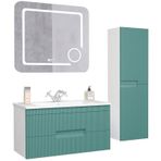 Denko Galata 85 cm Mdf Yeşil Banyo Dolabı Takımı ve Boy Dolabı