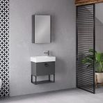 Denko Gloria 50 Cm Mdf Antrasit Gri Banyo Dolabı Takımı