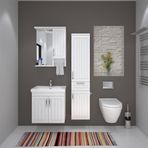 Denko Lotus 60 cm Mdf Lake Banyo Dolabı Takımı ve Boy Dolabı
