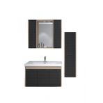 Denko Mostar 90 cm Siyah Banyo Dolabı Takımı Ve Boy Dolabı