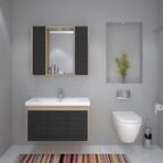 Denko Mostar 90 cm Siyah Banyo Dolabı