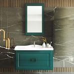 Denko Nergis 100 cm Mdf Zümrüt Yeşil Banyo Dolabı Takımı
