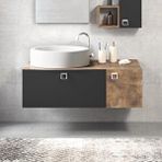 Denko Oris 100 cm Mdf Bronz Banyo Dolabı Alt Modül Seramik Lavabo