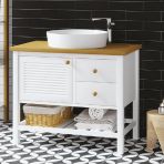 Denko Smarto 95 cm Mdf Beyaz Banyo Dolabı Alt Modül ve Lavabo