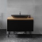 Denko Taylan 100 cm Mdf Siyah Banyo Dolabı Alt Modül ve Lavabo