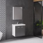 Denko Terra 60 cm Mdf Antrasit Gri Banyo Dolabı Takımı