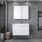 Denko Terra 80 Cm Beyaz Banyo Dolabı Takımı