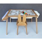 Deno Kids Wood Çocuk Aktivite Masası, Kum Ve Su Etkinlikleri Masası -kutu Ve Tren Hediyeli 1 Sandalyeli - Ms114 - Ahşap