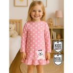 Denokids Ayıcık Kız Bebek Puantiyeli Pembe Elbise - 1,5 - 2 Yaş