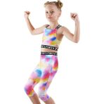 Denokids Batik Kız Çocuk Crop Top Spor Tayt Takım - 10 Yaş - Pembe
