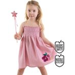 Denokids Çiçekli Gülkurusu Kız Bebek Çocuk Müslin Elbise - Pembe - 1 - 1,5 Yaş