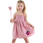 Denokids Çiçekli Gülkurusu Kız Bebek Çocuk Müslin Elbise - Pembe - 1 - 1,5 Yaş