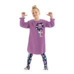 Denokids Çiçekli Kız Çocuk Lila Kadife Elbise