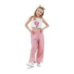 Denokids Çiçekli Kız Çocuk Pembe Müslin Pantolon Takım