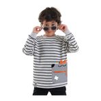 Denokids Cool Oversize Çizgili Gri Erkek Çocuk Sweatshirt