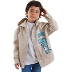 Denokids Dino Oversize Gabardin Erkek Çocuk Gömlek Ceket Uzun Kol Modern Regular Fit - 4 Yaş - Bej