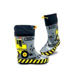 Denokids İnşaat Araçları Erkek Çocuk Gri Yağmur Botu