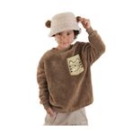 Denokids Kaplan Oversize Erkek Çocuk Kahverengi Peluş Sweatshirt