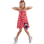 Denokids Kırmızı Puantiye Kız Çocuk Dokuma Tulum