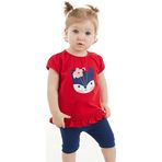 Denokids Kırmızı Tilki Kız Bebek Tunik Tayt Takım