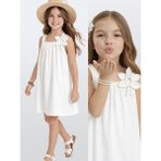 Denokids Kız Çocuk Çiçekli Elbise Beyaz %100 Pamuk Ilkbahar Yaz Sezonu 5-10 Yaş - 5 Yaş