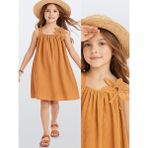Denokids Kız Çocuk Çiçekli Elbise Hardal Sarı Ilkbahar Yaz Sezonu 5-10 Yaş - 6 Yaş