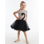Denokids Kiz Cocuk Siyah Elbise Tüllü Tütü Elbise Abiye Puantiye Elbise - 9 Yaş - Pembe - Siyah