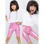 Denokids Kız Çocuk Tayt Pembe Parlak Metalik Disco Tayt Dizüstü Varak Kumaş - 10 Yaş