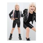 Denokids Kız Çocuk Tayt Siyah Parlak Metalik Disco Tayt Dizüstü Varak Kumaş