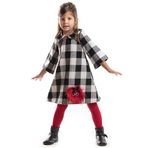 Denokids LMG Ponpon Kız Çocuk Ekose Elbise Siyah, Beyaz 6 Y