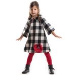 Denokids LMG Ponpon Kız Çocuk Ekose Elbise Siyah, Beyaz 7 Y