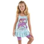 Denokids Mavi Mor Best Friends Kız Çocuk Tunik Tayt Takım