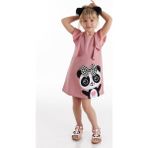 Denokids Panda Fırfır Detaylı Kız Çocuk Elbise Şık ve Eğlenceli Tasarım - 6 Yaş - Pembe