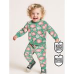 Denokids Pembe Çiçekli Kız Bebek Eşofman Takım 6 - 12 Ay Sonbahar-Kış Temalı - Yeşil