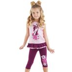 Denokids Pembe Mor Ceylan Kız Çocuk Tunik Tayt Takım