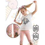 Denokids Sevimli Fareler Kız Çocuk T-Shirt Tayt Takım - 3 Yaş - Krem - Pembe