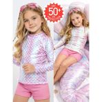 Denokids Uv Korumalı Kız Çocuk Mayo T-Shirt Uvp+50 Faktör Koruma Uzun Kollu Denizkızı - Pembe - 4 Yaş